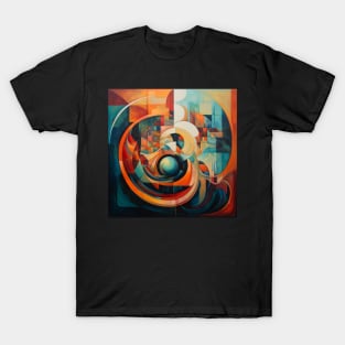 Minimalistic Geometric Patterns in an Abstract Oil Painting T-Shirt